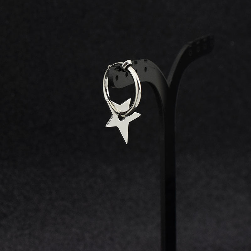 Women's & Men's & Cai Stainless Steel Pentagram Ear Rings