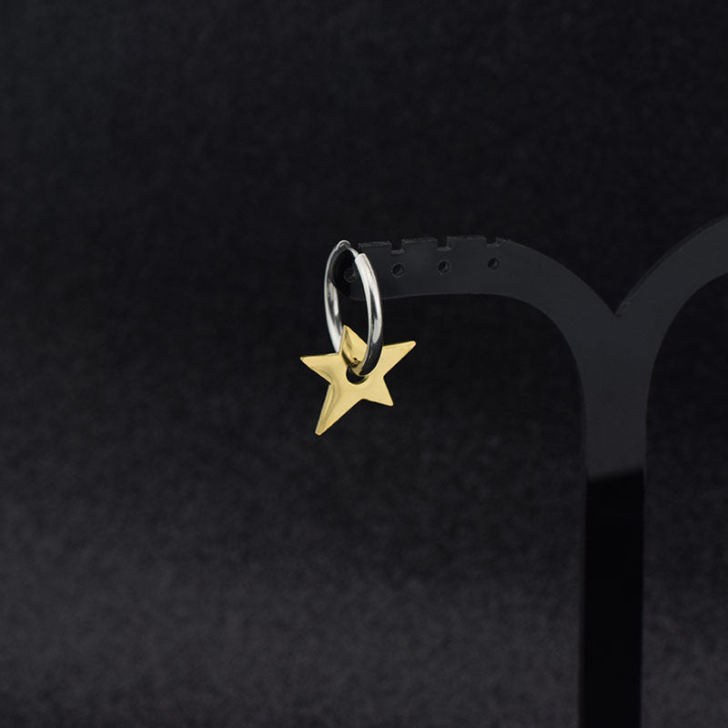 Women's & Men's & Cai Stainless Steel Pentagram Ear Rings