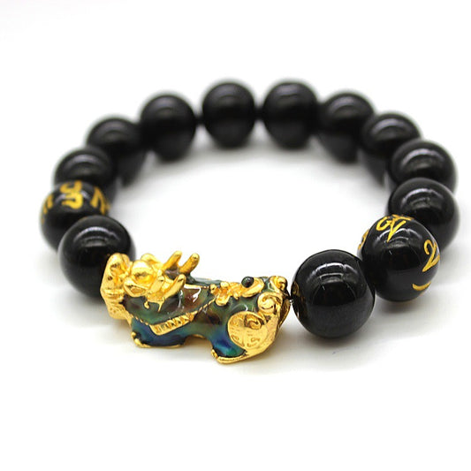 Women's & Men's & Obsidian And Proverb Buddha Beads Bracelets