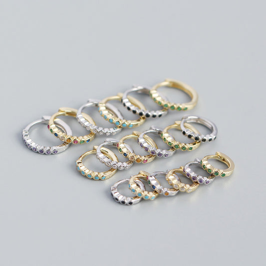 Women's Twin Sterling Sier Geometric Diamond Minimalist Earrings