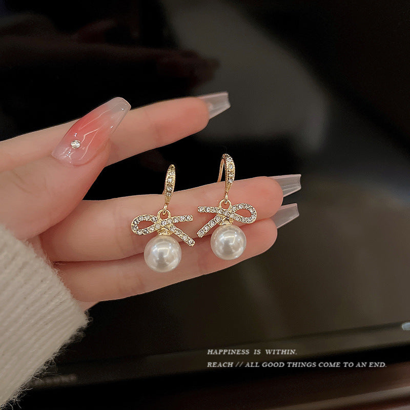 Women's Bow Pearl For Trendy Graceful Ear Rings