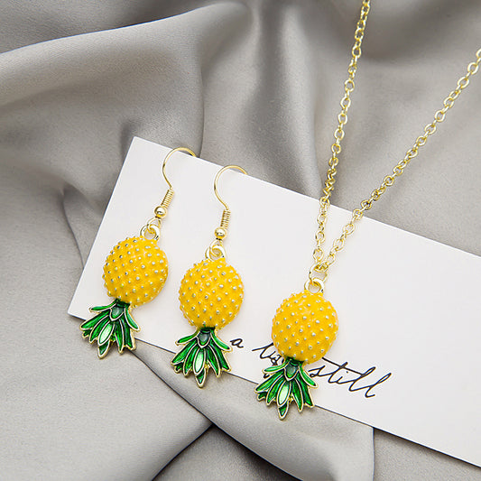 Fresh Fruit Pineapple And Set Sweet Necklaces