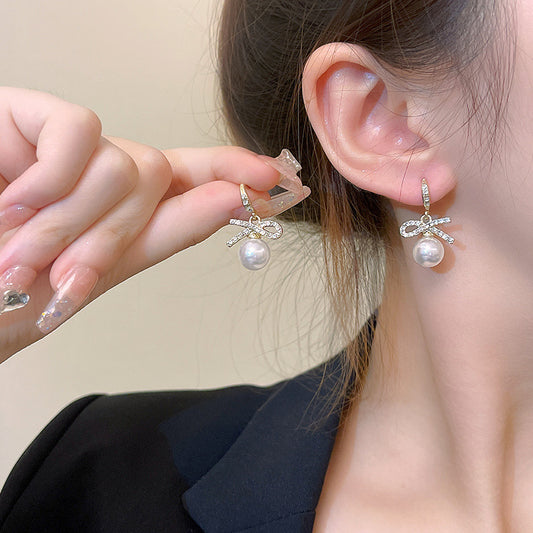 Women's Bow Pearl For Trendy Graceful Ear Rings