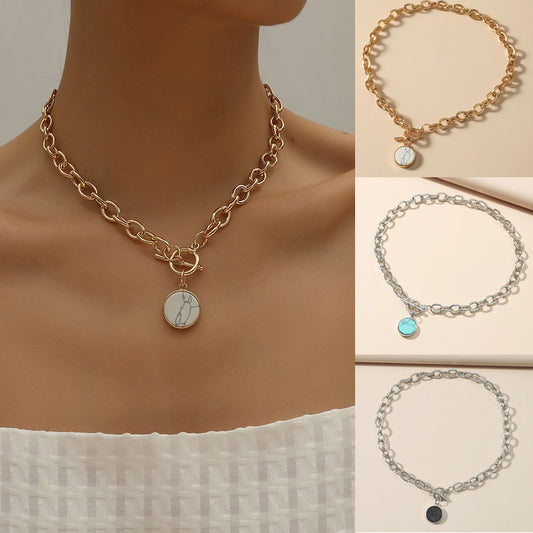 Turquoise Alloy Chain Pendant Clavicle Female Necklaces