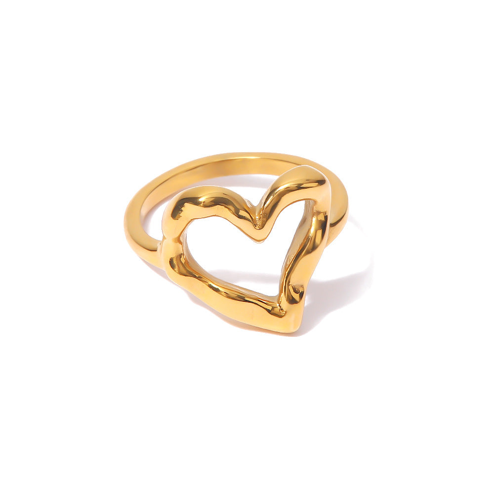 French Style Female Design Niche Hammer Pattern Rings